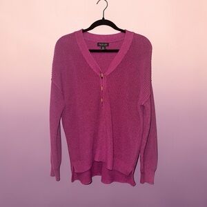 Rachel Zoe Pink Knit Button Detail Sweater | Size Large